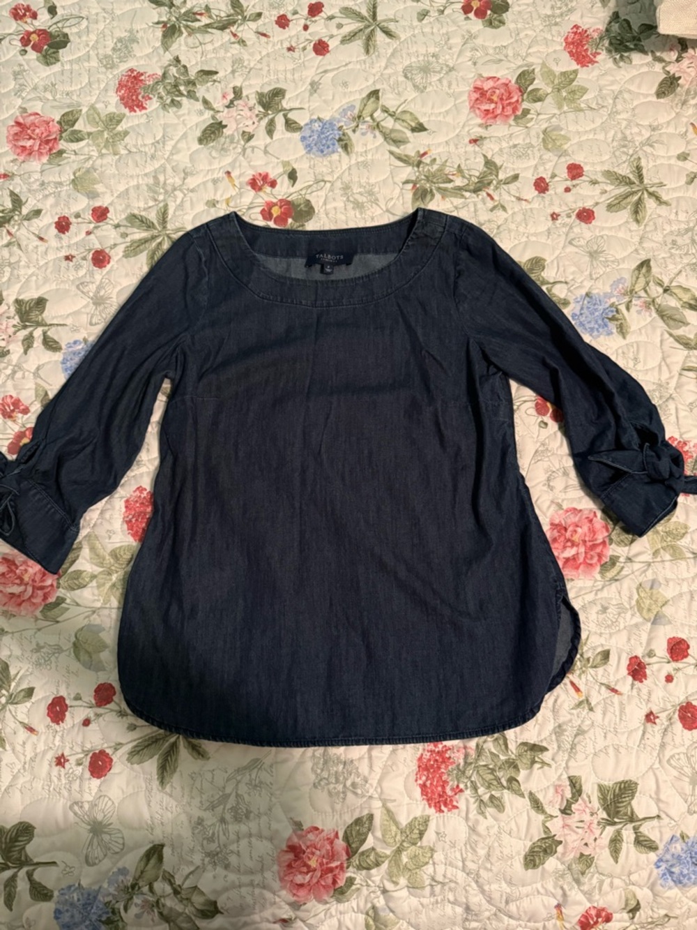 Talbots Navy Blue Women's Scoop Neck 3/4 Sleeve Top